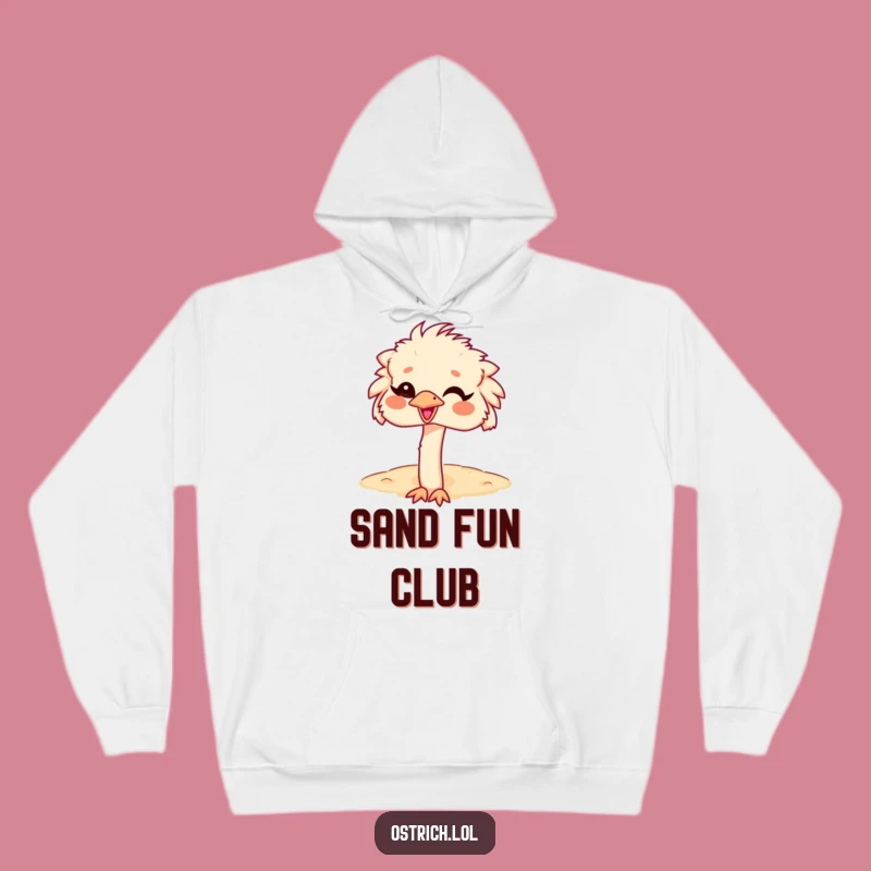 Funny Ostrich Head in Sand Hoodie, Giggling Character, Cozy Stress Relief Gift