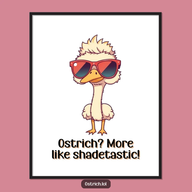 Free Printable Ostrich Art: Funny Oversized Sunglasses Downloadable Decor
