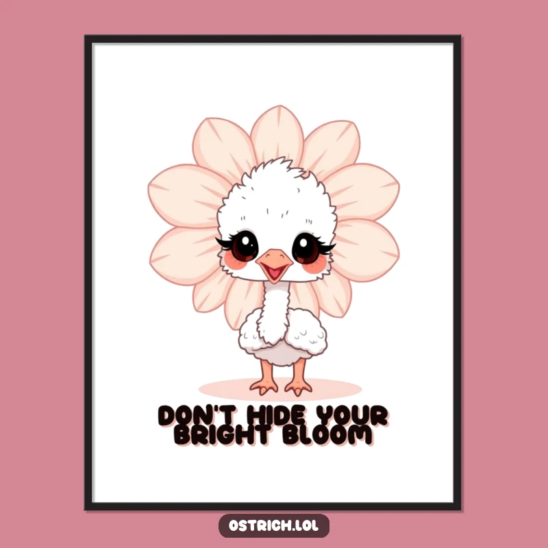 Free Printable Wall Art: Baby Ostrich Peek, Funny Downloadable Decor Gift