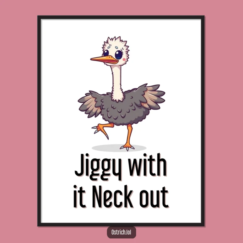 Free Printable Wall Art: Joyful Ostrich Jig, Energetic Downloadable Decor