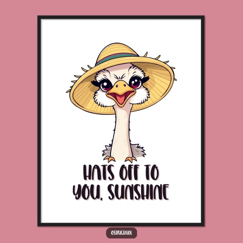 Free Printable Wall Art: Ostrich Hat Fun, Funny Downloadable Decor Gift