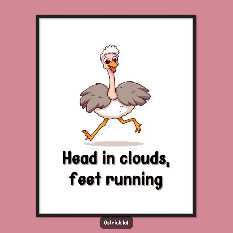 Free Printable Wall Art: Ostrich Strides Funny Downloadable Decor