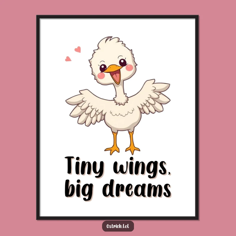 Funny Free Printable Wall Art: Joyful Ostrich Wings Flapping - Downloadable Decor