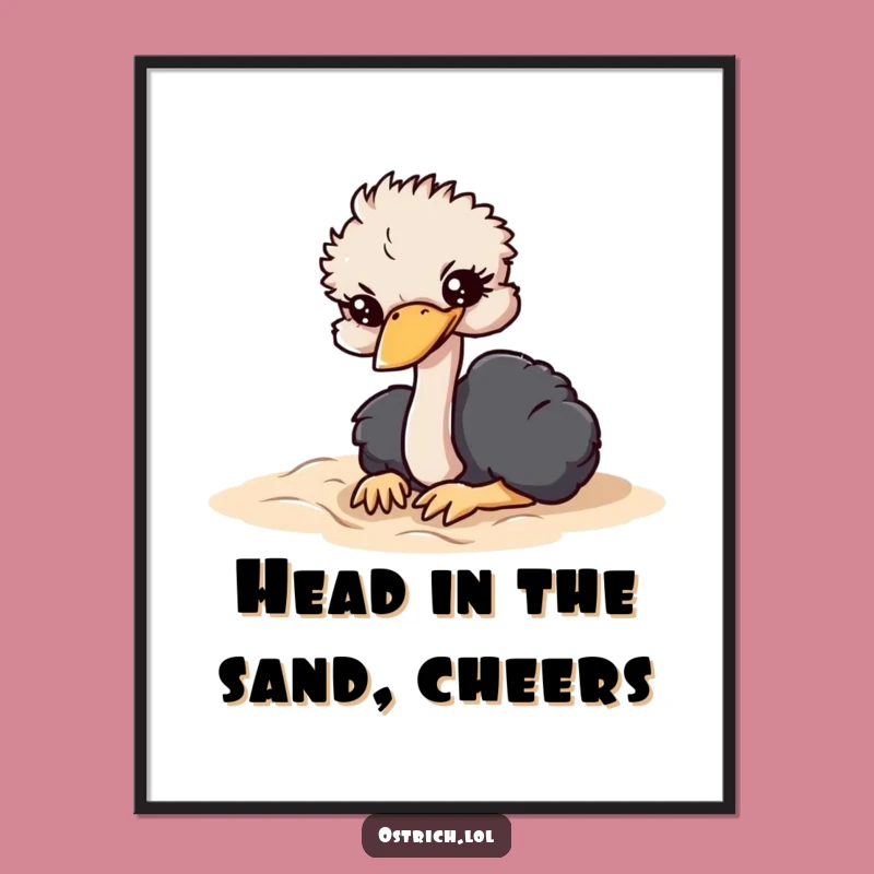 Funny Free Printable Wall Art: Ostrich Head in Sand - Downloadable Decor