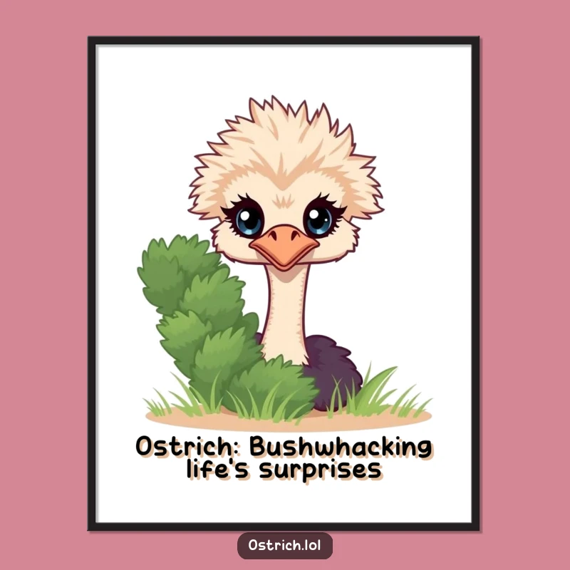 Funny Free Printable Wall Art: Peek-a-Boo Ostrich - Downloadable Humorous Decor Art