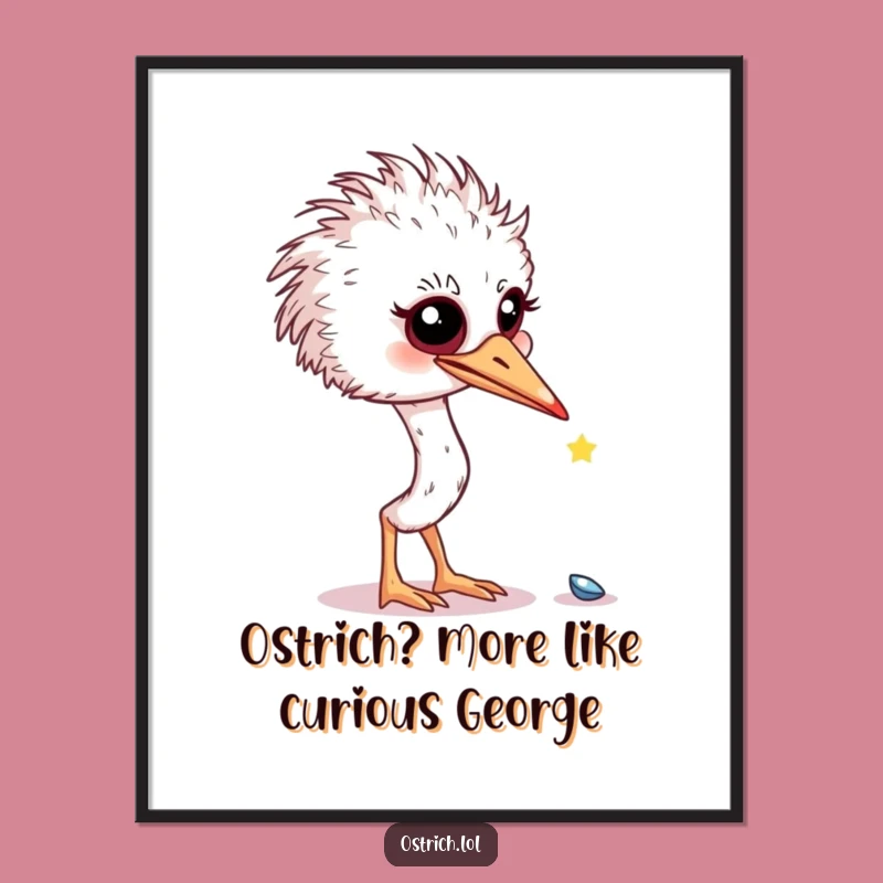 Free Printable Ostrich Art: Funny Curious Scene Downloadable Decor