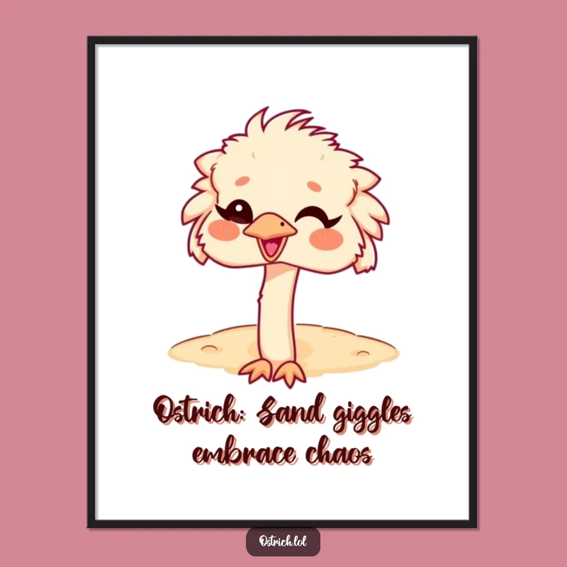 Funny Free Printable Wall Art: Giggle Ostrich Head-in-Sand - Downloadable Decor Art