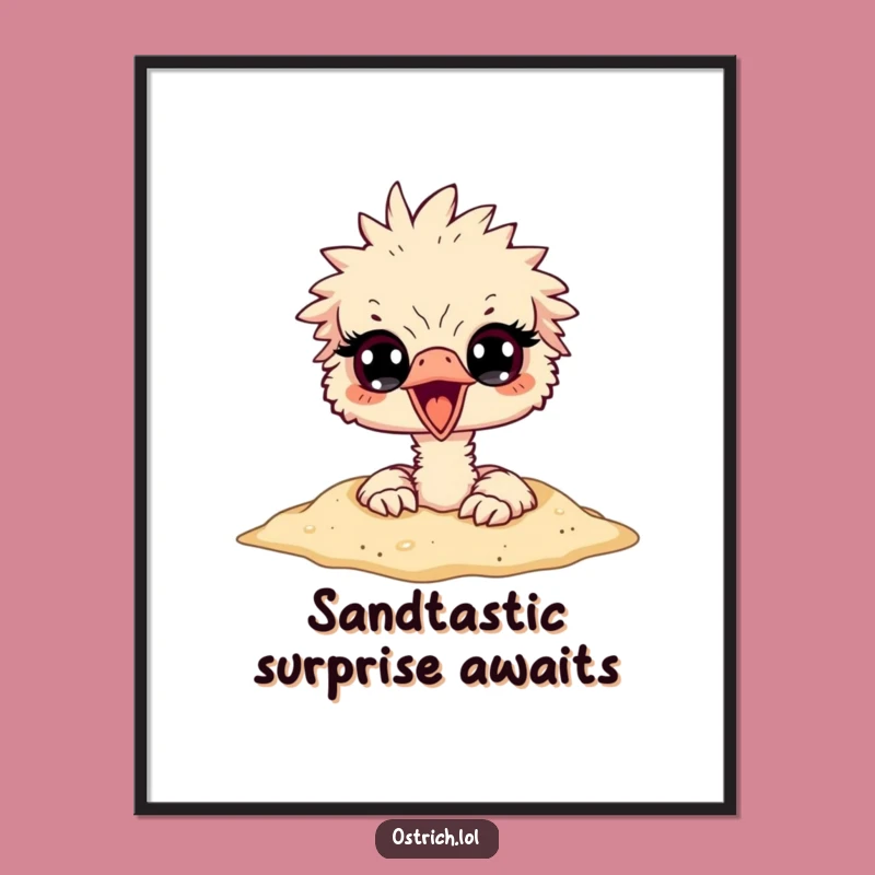 Funny Free Printable Wall Art: Surprised Ostrich Head in Sand Downloadable Art