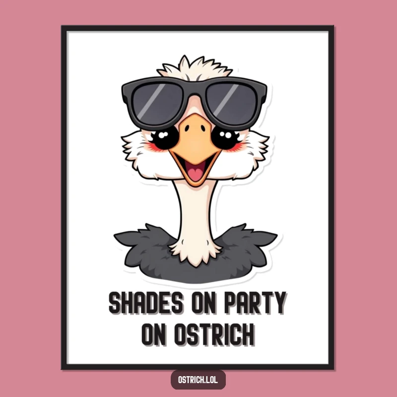 Free Printable Wall Art: Funny Cool Ostrich Sunglasses, Quirky Downloadable Decor