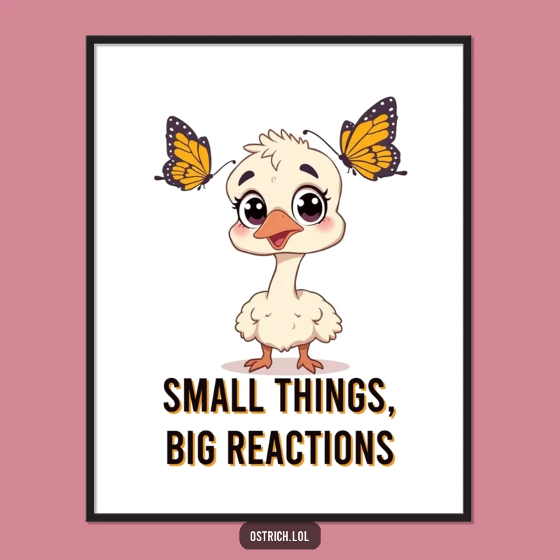 Funny Free Printable Wall Art: Surprised Ostrich Butterfly Reaction Decor