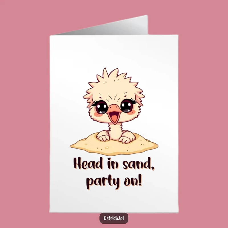 Funny Free Printable Birthday Card: Surprised Ostrich Head in Sand Surprise Gift