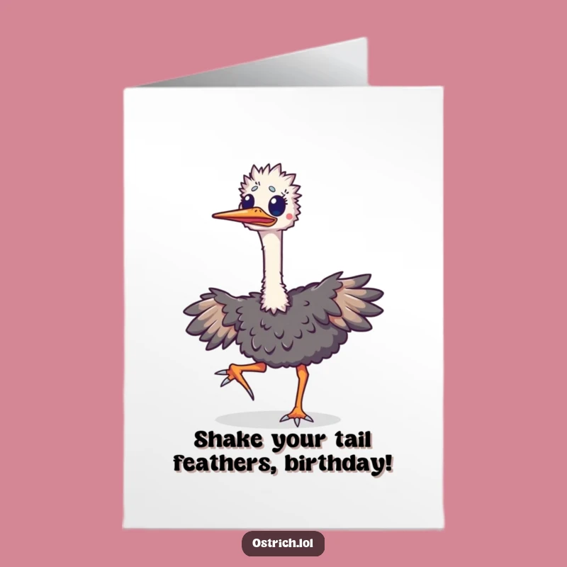 Free Printable Birthday Card: Joyful Ostrich Jig, Happy Dance Downloadable Gift