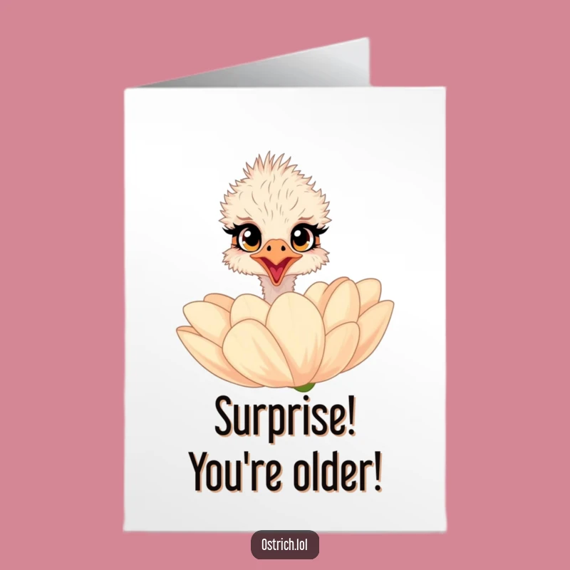 Free Printable Ostrich Birthday Card: Big Surprise for a Special Day