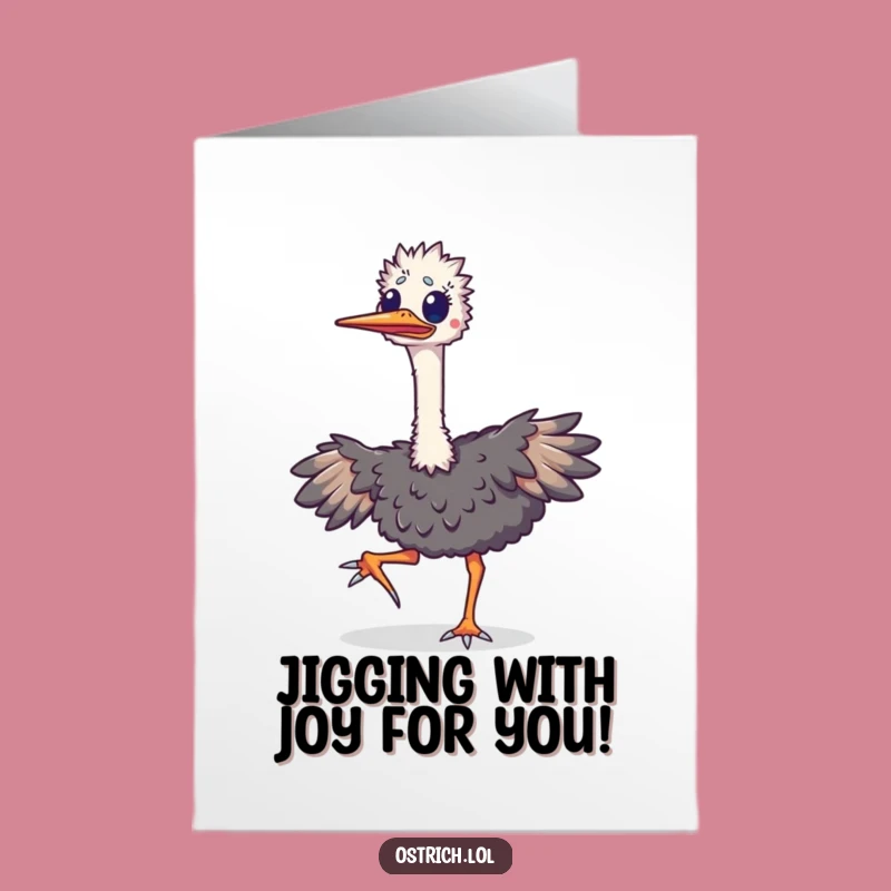 Free Printable Congrats Card: Happy Ostrich Jig for Your Big Win