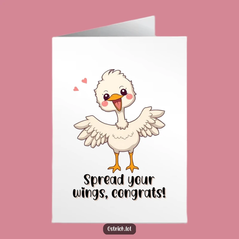 Free Printable Congrats Card: Joyful Ostrich Celebration - Downloadable Excitement