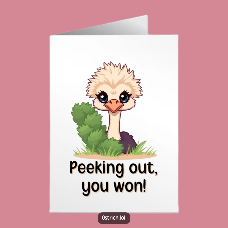 Free Printable Congrats Card: Peek-a-Boo Ostrich - Funny Surprise Downloadable Greeting