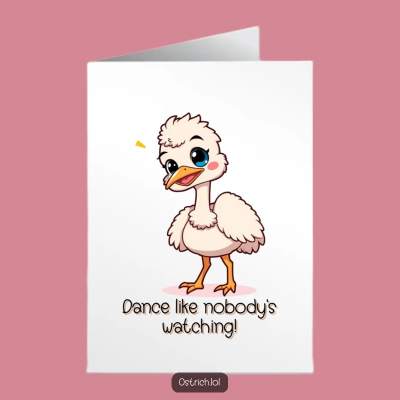 Free Printable Congratulations Card: Giggling Ostrich Dance Surprise Downloadable Gift