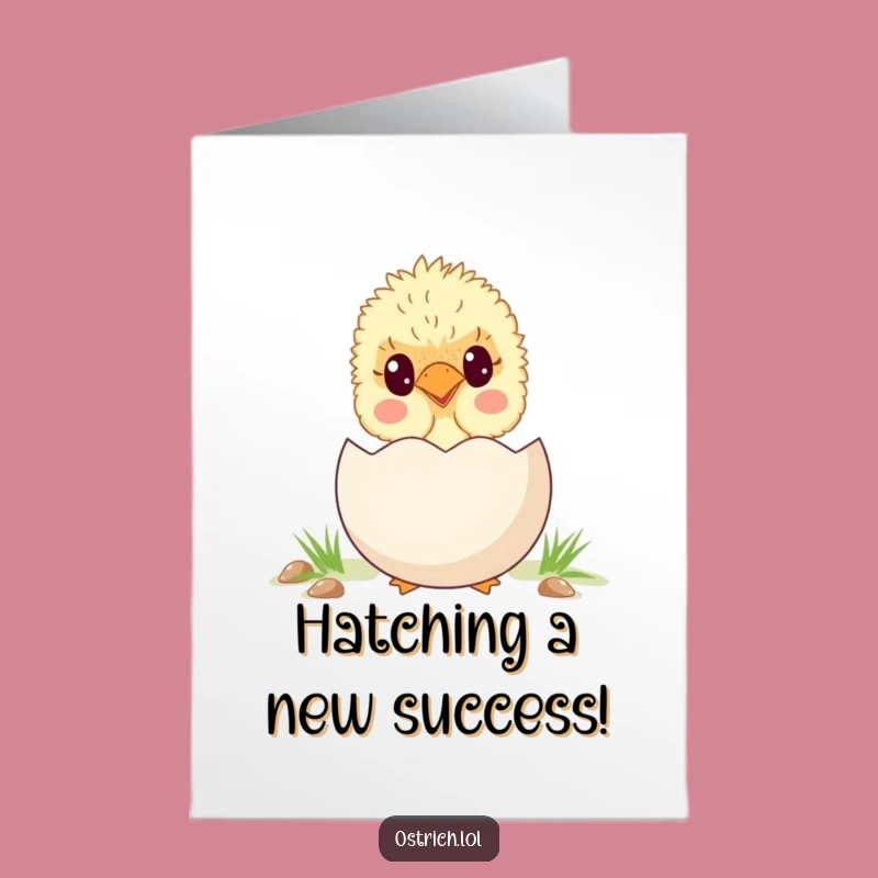 Free Printable Congratulations Card: Cute Ostrich Chick Egg Surprise Downloadable Gift