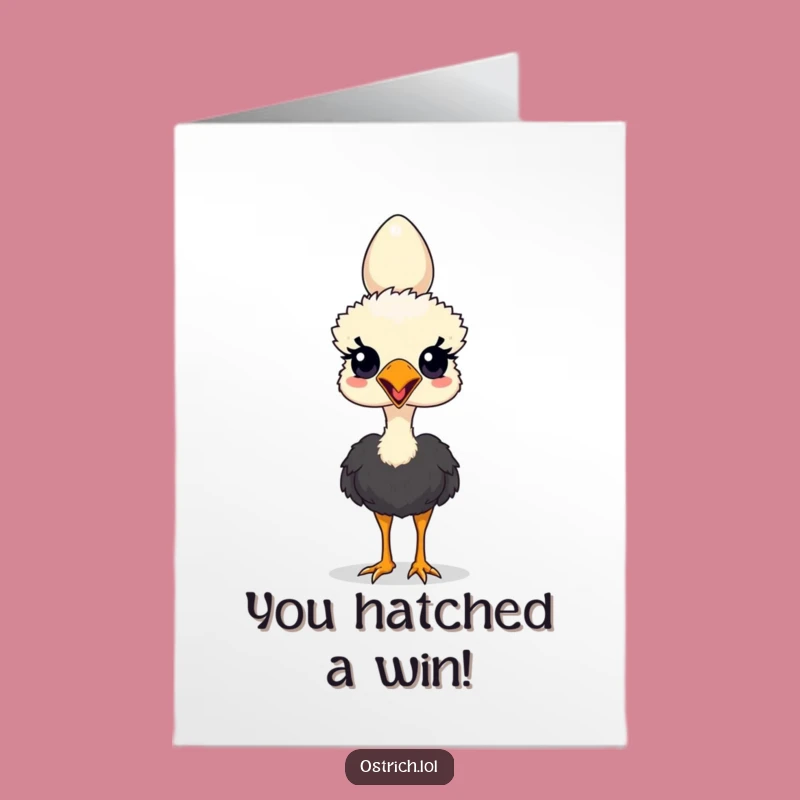 Free Printable Congrats Card: Ostrich's Egg-straordinary Balance for a Funny Downloadable Gift
