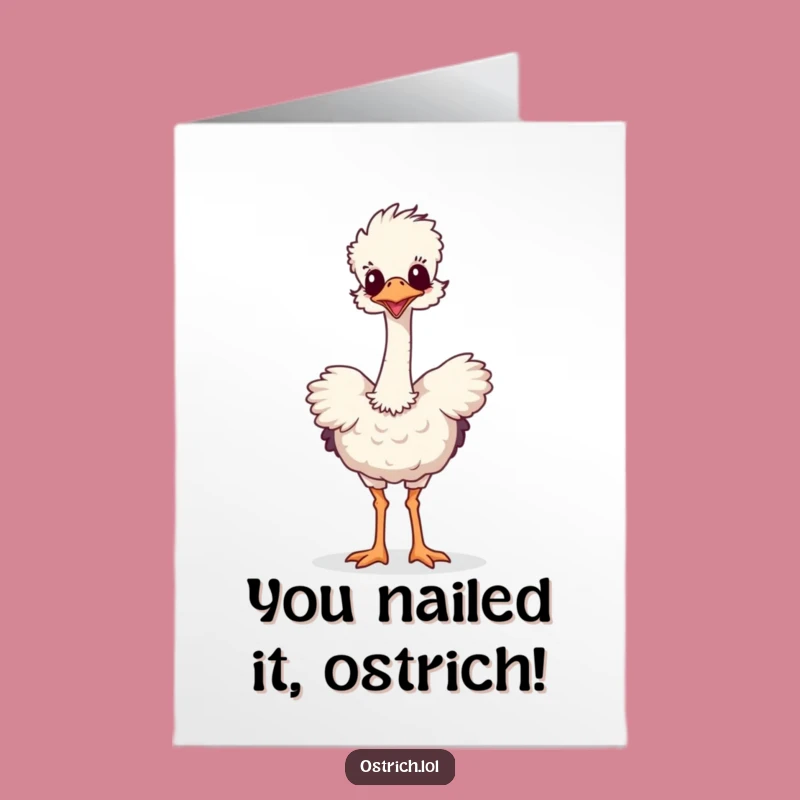 Free Printable Ostrich Dance Congrats Card: Silly Downloadable Gift for Big Wins