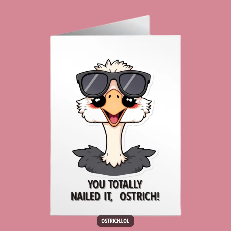 Free Printable Congrats Card: Cool Ostrich Sunglasses for Big Achievements