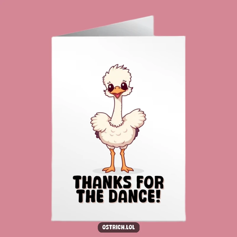 Free Printable Ostrich Dance Thank You Card: Humorous Downloadable Gift for Gratitude