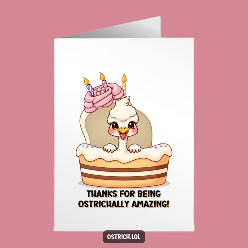 Free Printable Ostrich Thank You Card: Hilarious Gratitude Downloadable Gift