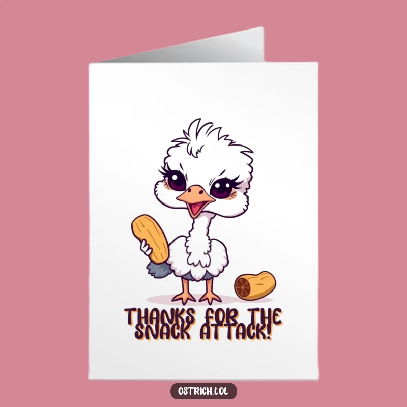 Free Printable Thank You Card: Ostrich Peanut Thief, Funny Gratitude Download