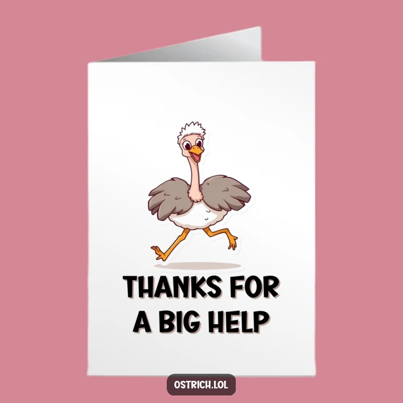 Free Printable Thank You Card: Ostrich Strides Funny Gratitude Downloadable