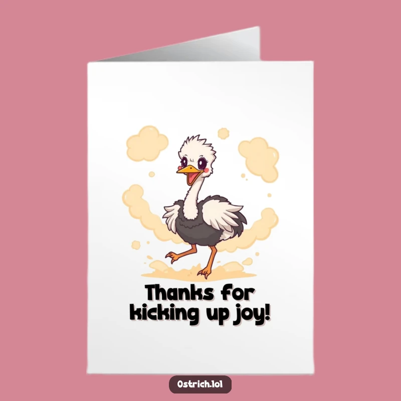 Funny Free Printable Thank You Card: Ostrich Dust Kick Gratitude Downloadable Gift