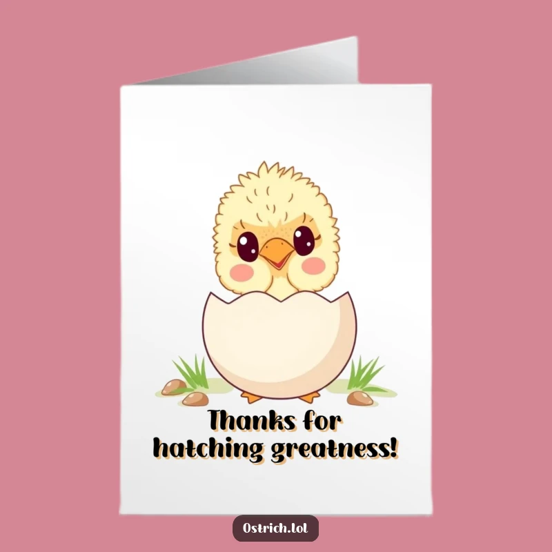 Cute Free Printable Thank You Card: Ostrich Chick Egg Surprise Downloadable Gift