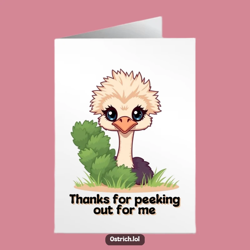 Free Printable Thank You Card: Peek-a-Boo Ostrich - Funny Surprise Downloadable Greeting