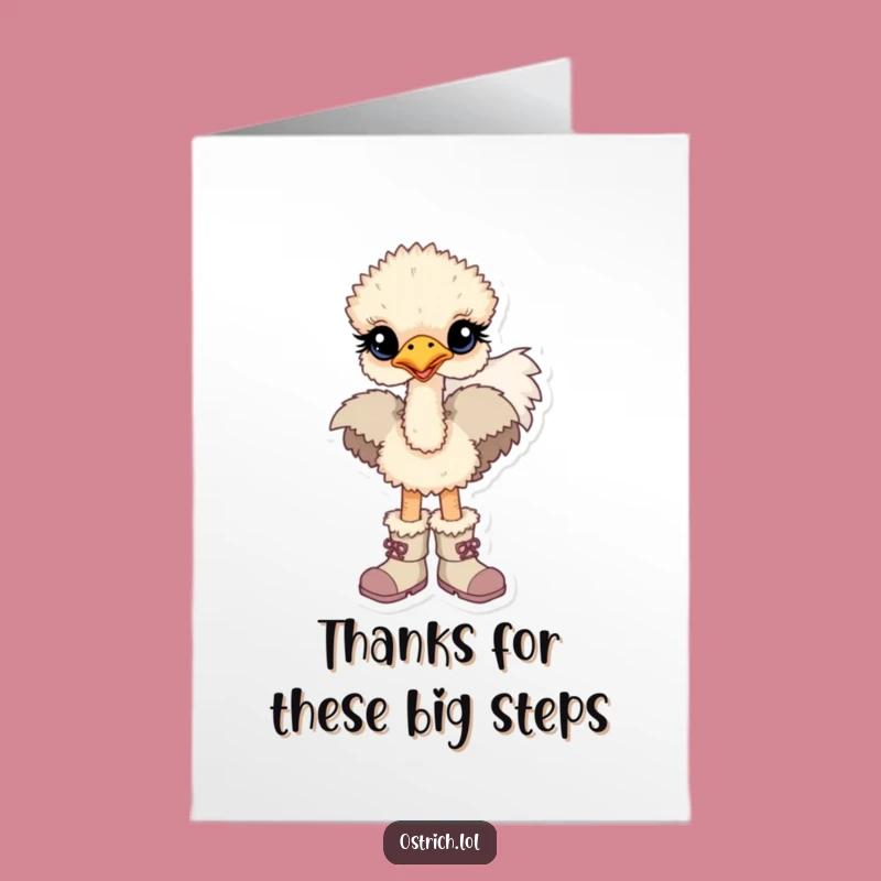 Free Printable Thank You Card: Ostrich's Big Boots for a Funny Downloadable Gift