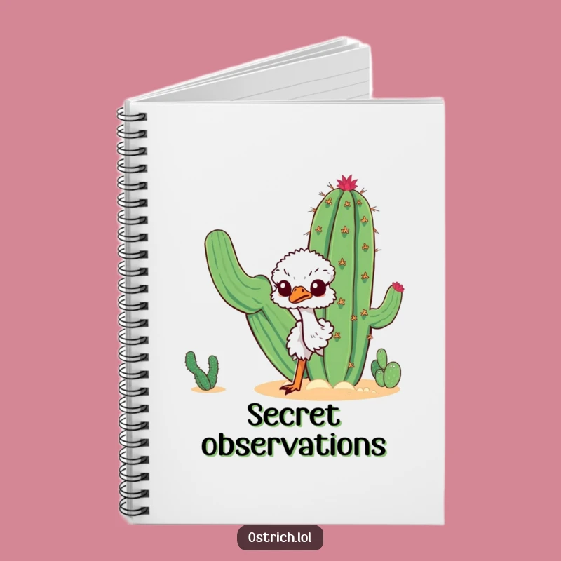 Funny Curious Ostrich Notebook: Desert Cactus Peek Journal for Ideas