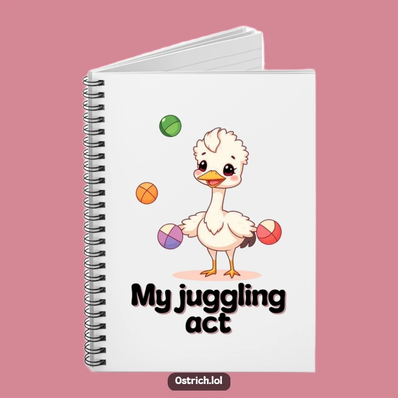 Funny Juggling Ostrich Notebook: Jot Down Skills Hilariously