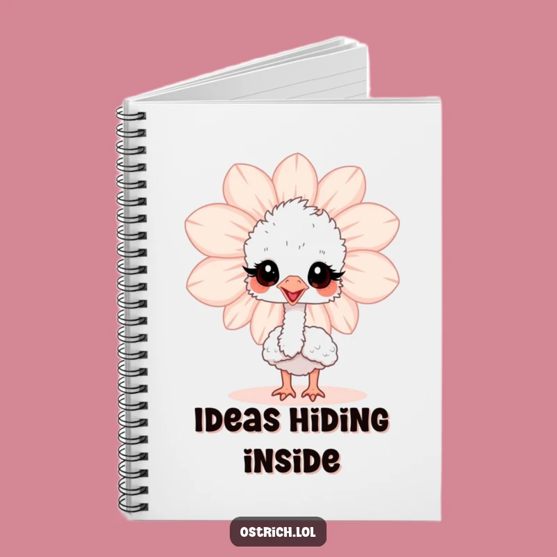 Funny Ostrich Flower Peek Notebook: Cute Baby Bird Journal for Funny Notes