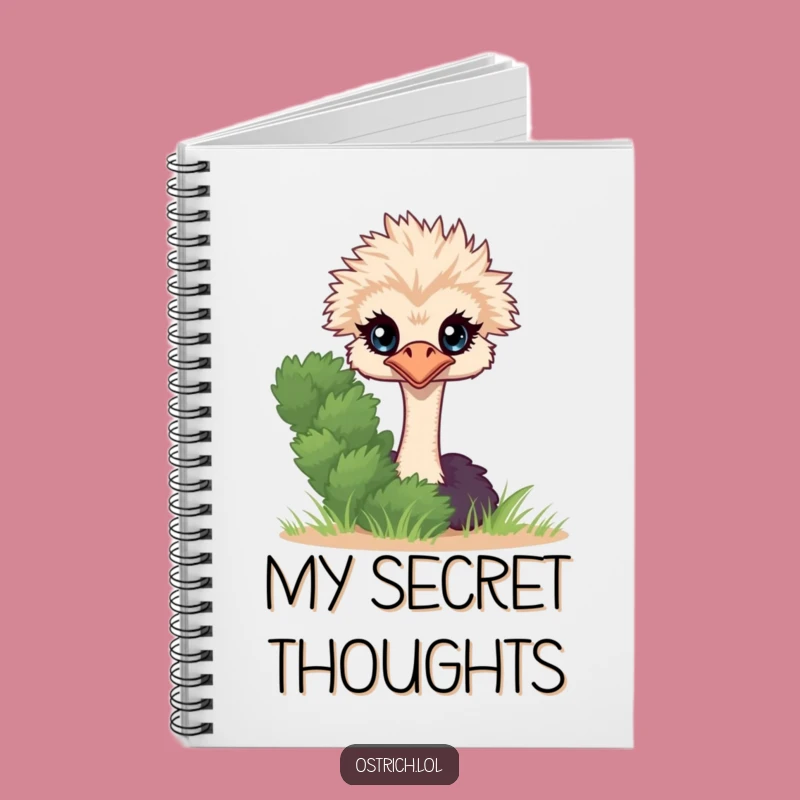 Funny Ostrich Peeking Notebook, Shy Journal Design, Creative & Funny Gift