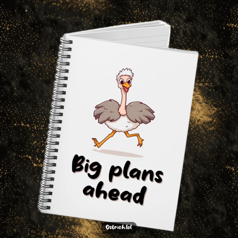 Funny Ostrich Stride Notebook: A happy ostrich character taking a large stride. Ideal for planning, goals, and big ideas. Stationery.