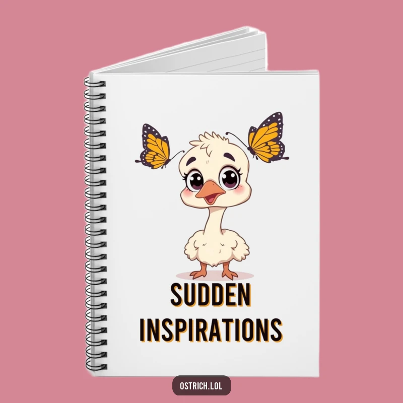 Funny Surprised Ostrich Notebook: Startled Butterfly Journal for Ideas