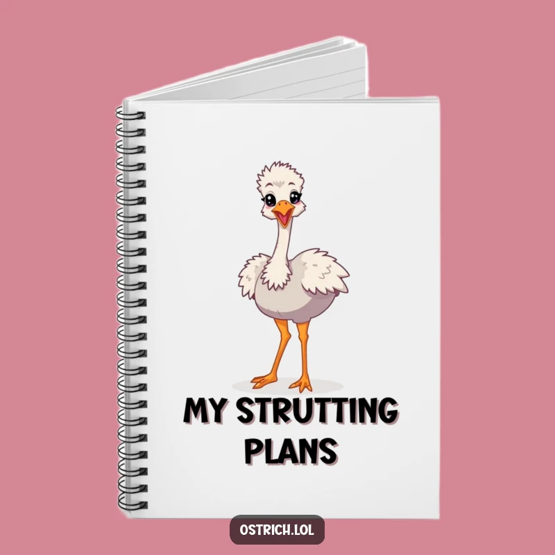 Funny Ostrich Strut Notebook, Cartoon Journal Design, Creative & Funny Gift