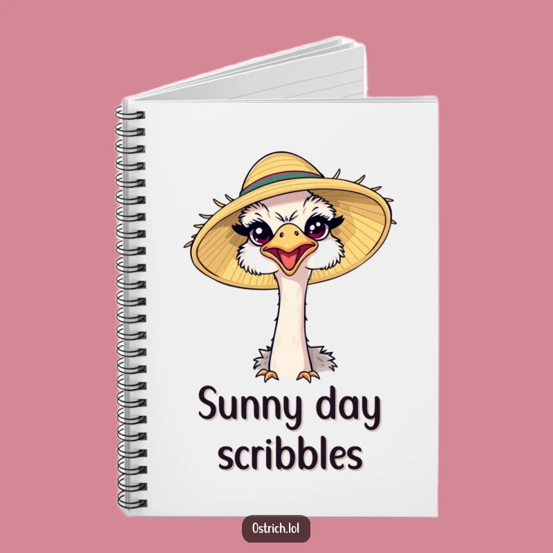 Funny Ostrich Sun Hat Notebook: Happy Bird Journal for Sunny Ideas