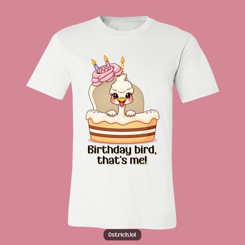 Funny Ostrich Birthday Cake T-Shirt: A Hilarious Surprise Gift for Party Animals