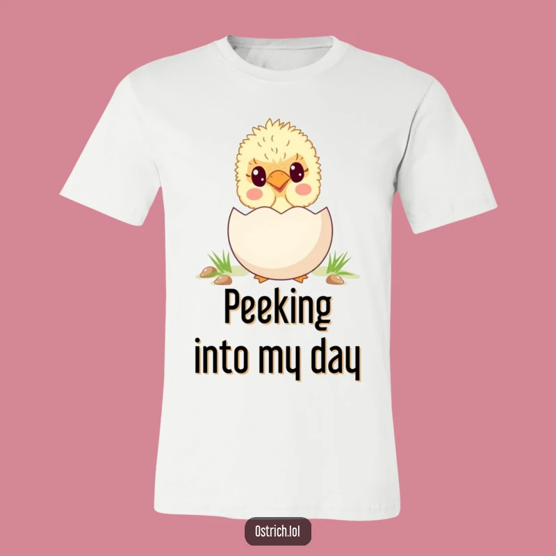 Funny Ostrich Chick Peeking T-Shirt - Cute & Hilarious Baby Bird Tee