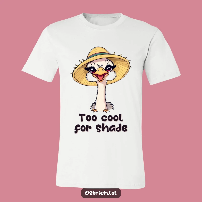 Funny Ostrich Sun Hat T-Shirt: Comical Happy Bird Tee for Humorous Gifts