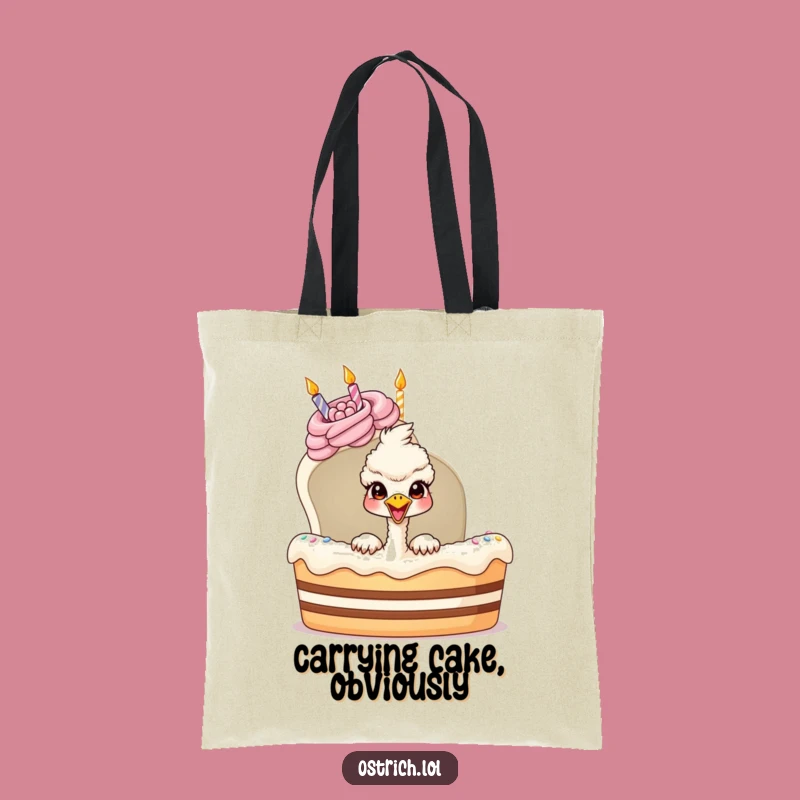 Funny Ostrich Birthday Cake Tote Bag: Carry Your Laughs in This Hilarious Gift