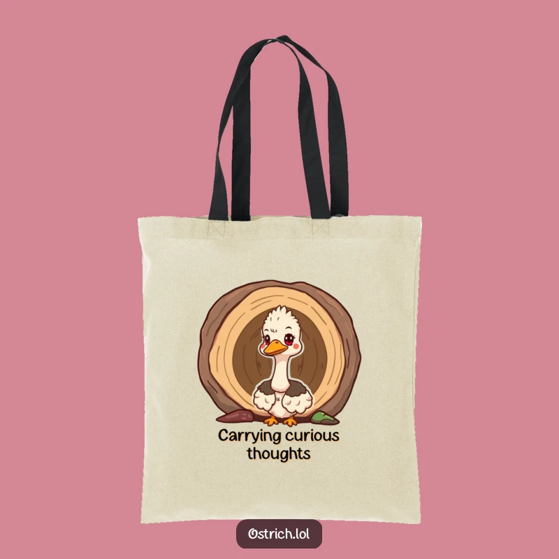 Funny Ostrich Log Peek Tote Bag: Curious Bird Carryall for Everyday Adventures