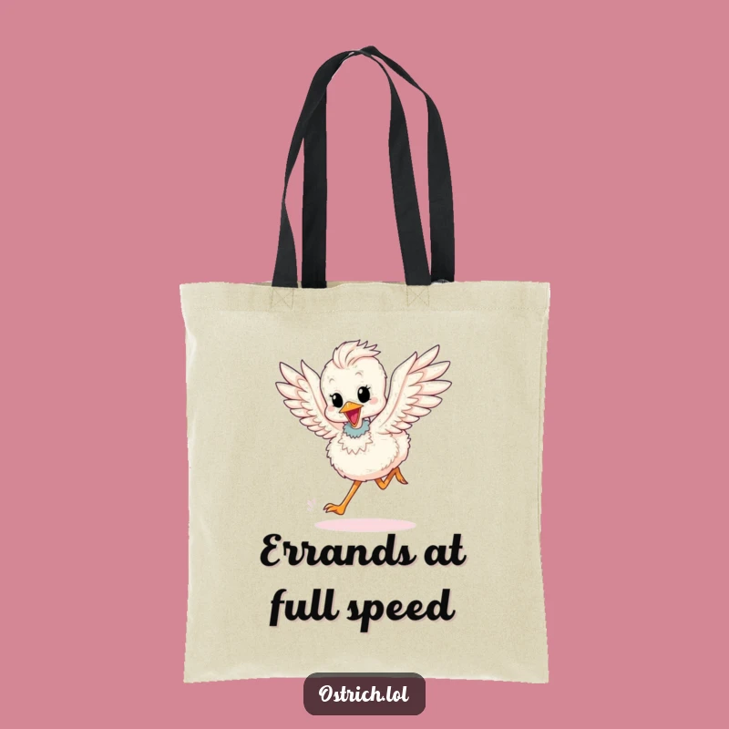 Funny Ostrich Chick Running Tote Bag: Carry Your Speed