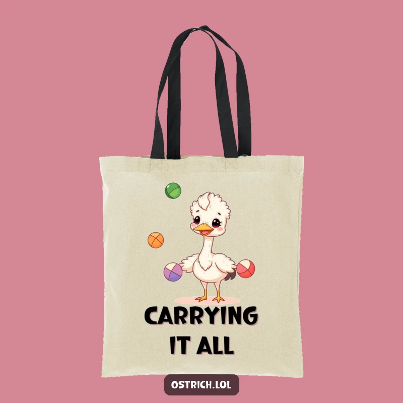Funny Juggling Ostrich Tote Bag: Carry Your Skills Hilariously