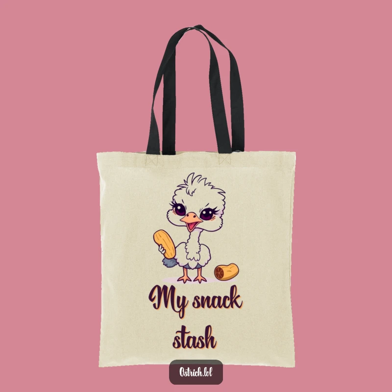 Funny Ostrich Peanut Heist Tote Bag: Hilarious Bird Carry-All for Snacks