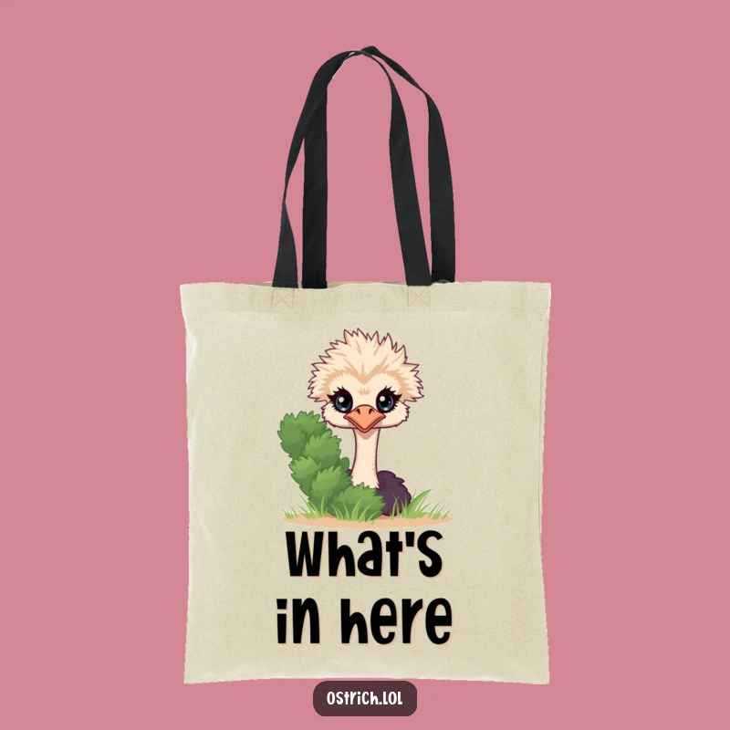 Funny Ostrich Peeking Tote Bag, Shy Character Accessory, Practical Funny Gift